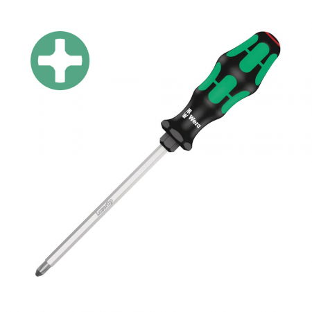 Hand tools - Wera Electrician Screwdriver 350 SK PH3 8 x 13 x 150 x 112 with Lasertip green anti-roll handle 05008753001