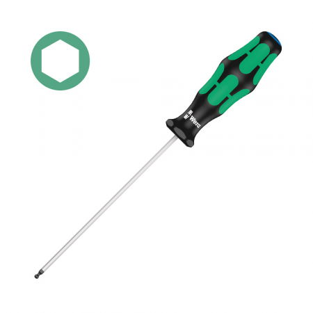 Tool Kits - Wera Hexagon Screwdriver 352 Hex 2.0 x 100 x 70 Ball End with corrosion protection green anti-roll handle 05022800001