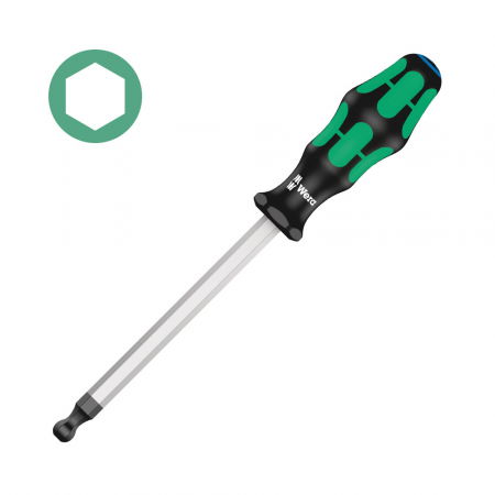 Hand tools - Wera Hexagon Screwdriver 352 Hex 10.0 x 150 x 112 Ball End with corrosion protection green anti-roll handle 05022830001