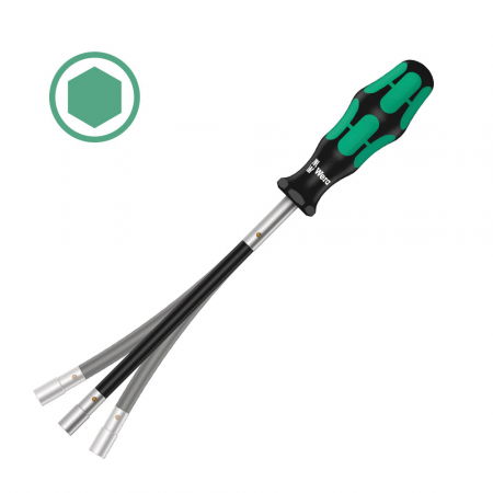 Tool Kits - Wera Hexagon Screwdriver 391 8.0 x 167 x 98 Flexible head green anti-roll handle 05028152001