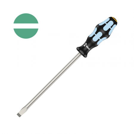 Tool Kits - Wera Stainless Steel Screwdriver 3334 slotted 1.6 x 10.0 x 9.0 x 200 x 112 INOX with Lasertip gray-blue anti-roll handle 05032007001