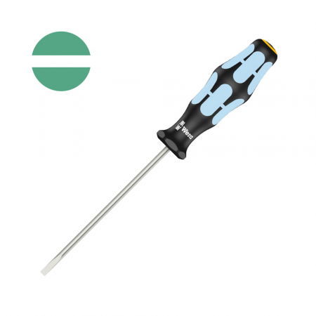 Tool Kits - Wera Stainless Steel Screwdriver 3335 slotted 0.6 x 3.5 x 3.5 x 100 x 81 INOX gray-blue anti-roll handle 05032002001