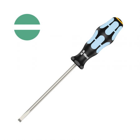 Tool Kits - Wera Stainless Steel Screwdriver 3335 slotted 1.0 x 5.5 x 5.5 x 125 x 98 INOX gray-blue anti-roll handle 05032004001
