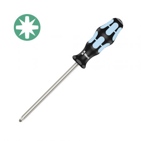 Tool Kits - Wera Stainless Steel Screwdriver 3355 PZ1 Pozidrive 4.5 x 80 x 98 with Lasertip gray-blue anti-roll handle 05032031001