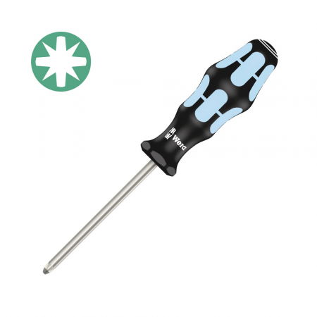 Tool Kits - Wera Stainless Steel Screwdriver 3355 PZ2 Pozidrive 6.0 x 100 x 105 with Lasertip gray-blue anti-roll handle 05032032001
