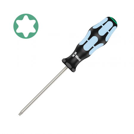 Tool Kits - Wera Stainless Steel Screwdriver 3367 TORX TX20 4.5 x 100 x 98 gray-blue anti-roll handle 05032054001