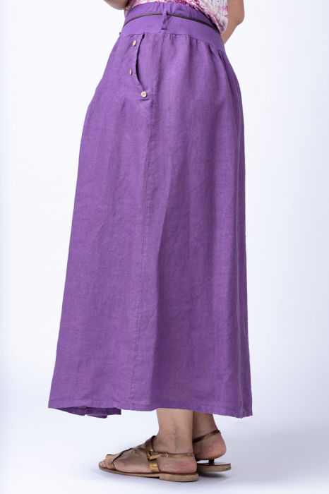 Fusta lunga casual, mov, din in, cu o curea fancy [2]