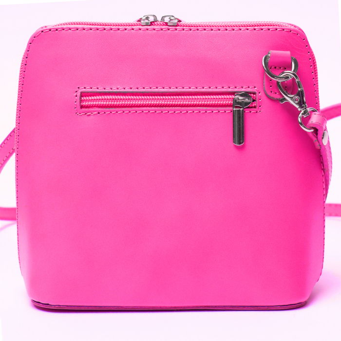 Geanta crossbody, roz fucsia din piele naturala [2]
