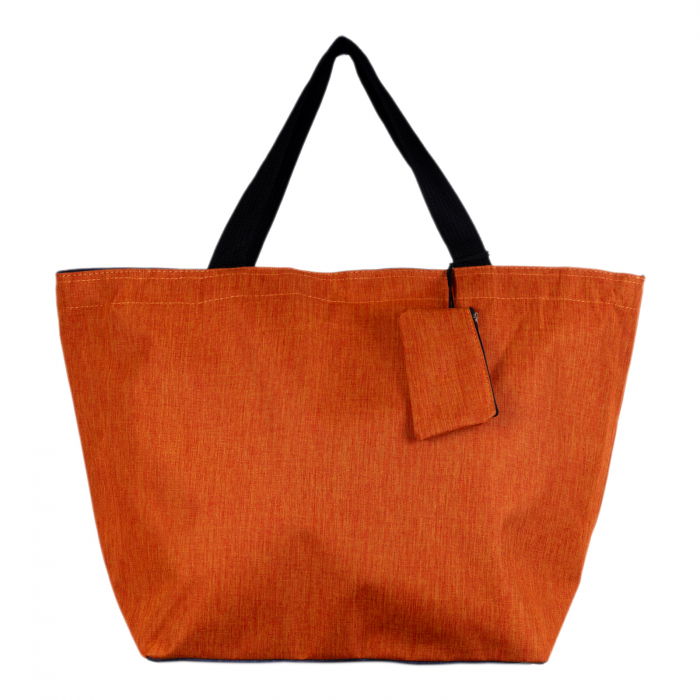 Geanta shopper multifunctionala medie din material textil panzat, portocalie [2]