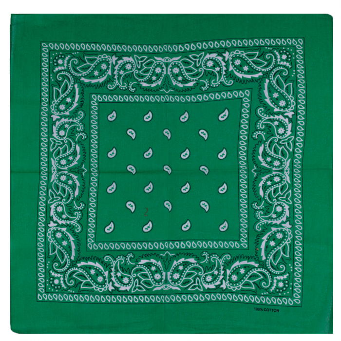 Bandana tip batic patrat cu imprimeu alb pe verde [2]