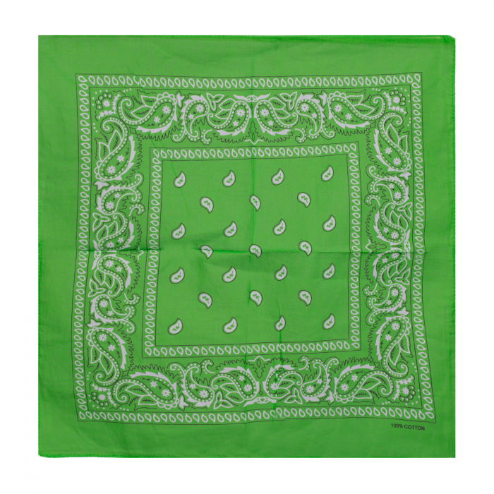Bandana tip batic patrat cu imprimeu alb pe fond verde praz [2]