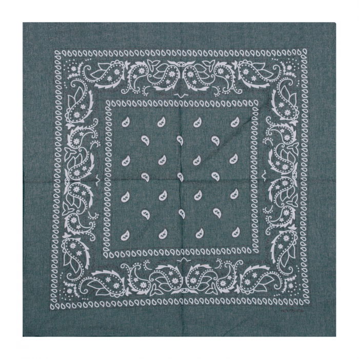 Bandana tip batic patrat cu imprimeu alb pe fond verde inchis [2]