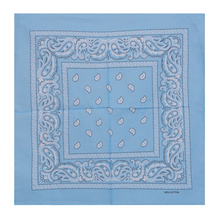 Bandana tip batic patrat cu imprimeu alb pe fond bleu [2]