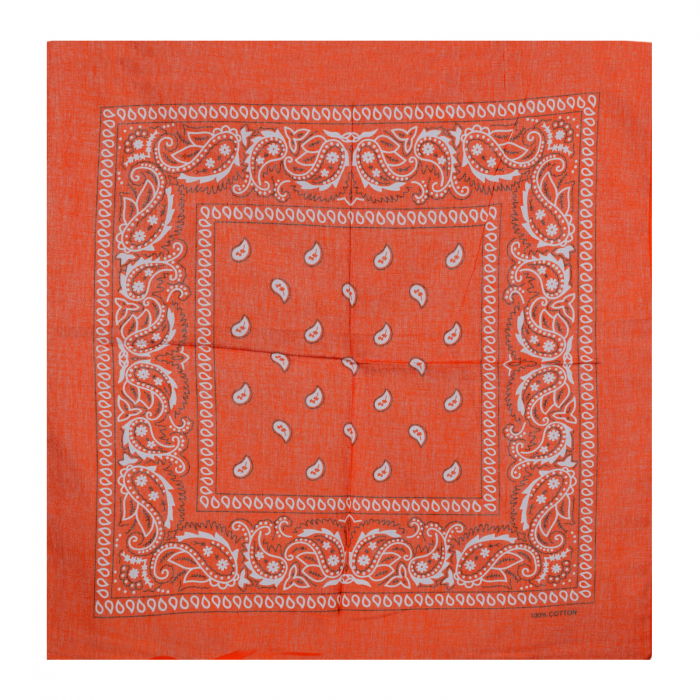 Bandana tip batic patrat cu imprimeu alb pe fond corai [2]