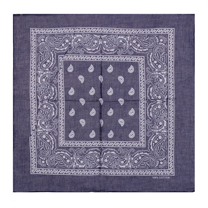 Bandana tip batic patrat cu imprimeu alb pe fond negru [2]