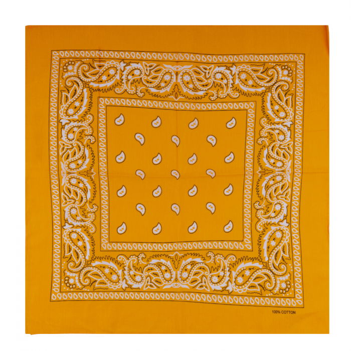 Bandana tip batic patrat cu imprimeu alb pe portocaliu [2]