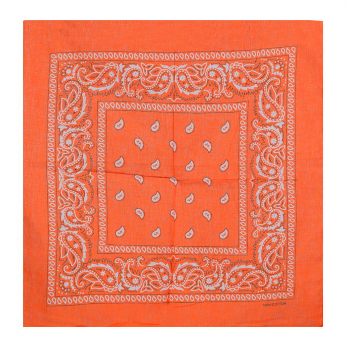 Bandana tip batic patrat cu imprimeu alb pe portocaliu orange [2]