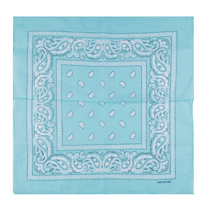Bandana tip batic patrat cu imprimeu alb pe turcoaz [2]