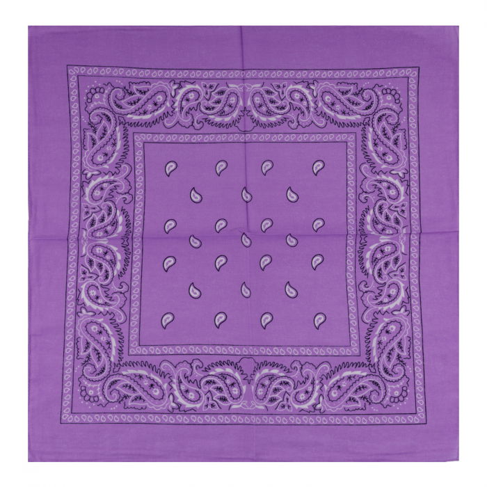 Bandana tip batic patrat cu imprimeu alb pe mov [2]