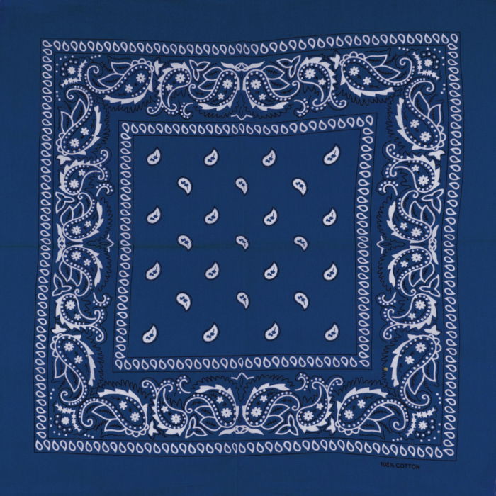 Bandana tip batic patrat cu imprimeu alb pe fond albastru electric [2]