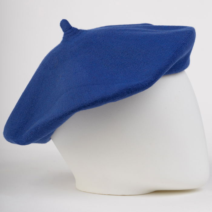 Bereta albastru electric clasica, chic, din bumbac si lana [2]