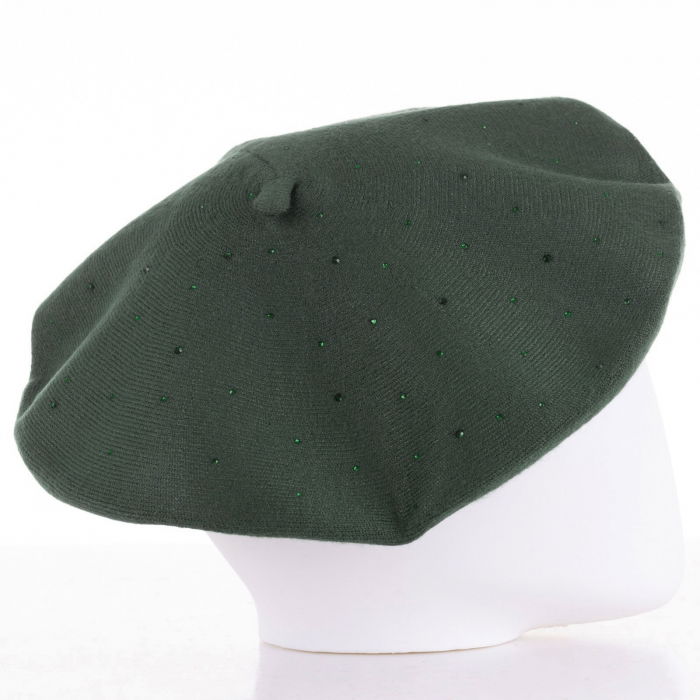 Bereta kaki clasica, cu strasuri foarte fine aplicate pe toata suprafata, din bumbac si lana [2]