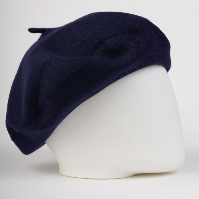 Bereta bleumarin clasica, chic, din bumbac si lana [2]