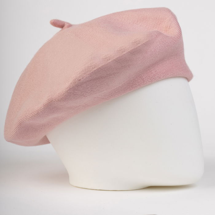 Bereta roz clasica, chic, din bumbac si lana [2]