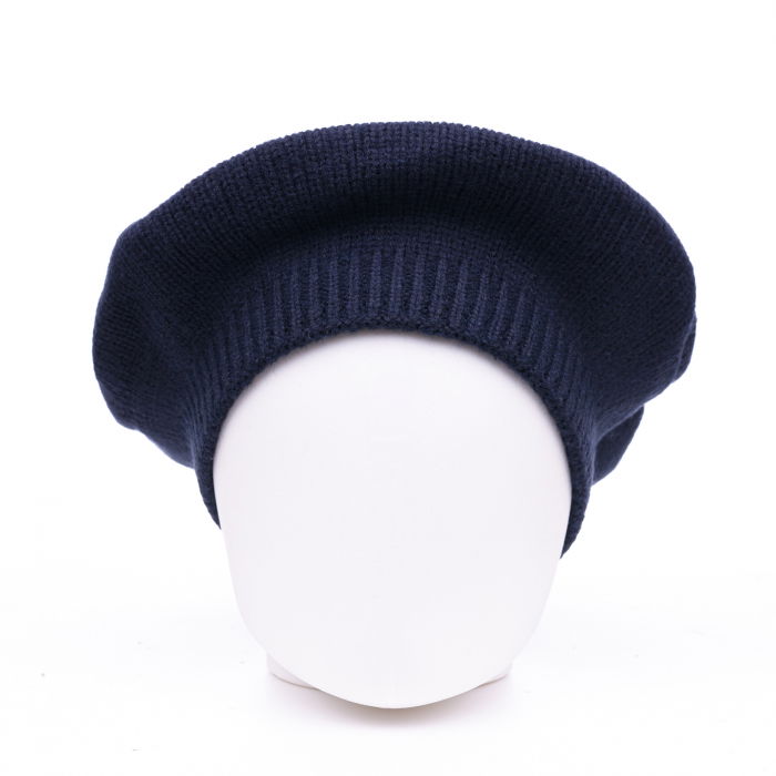 Bereta bleumarin cu model tricotaj simplu cu clini, din lana [2]