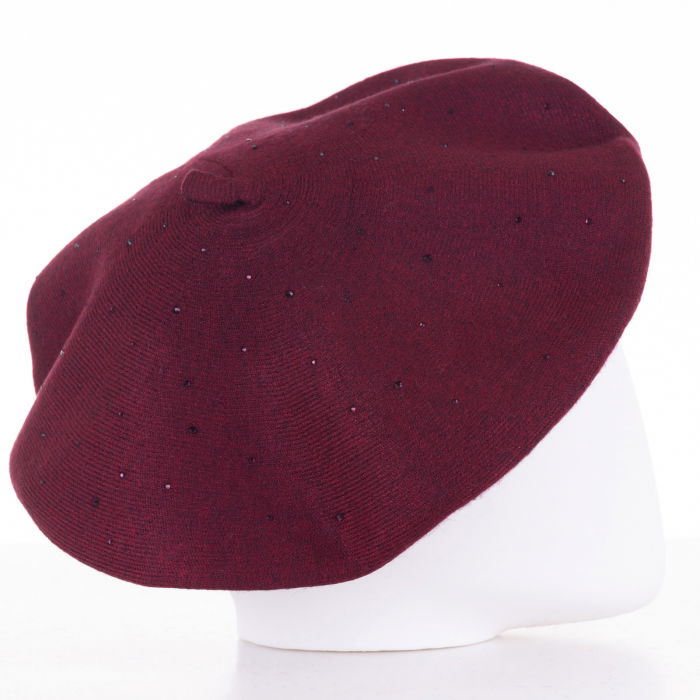 Bereta bordo chic, cu strasuri foarte fine aplicate pe toata suprafata, din bumbac si lana [2]