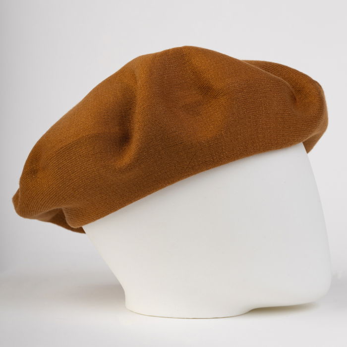 Bereta caramizie clasica, chic, din bumbac si lana [2]