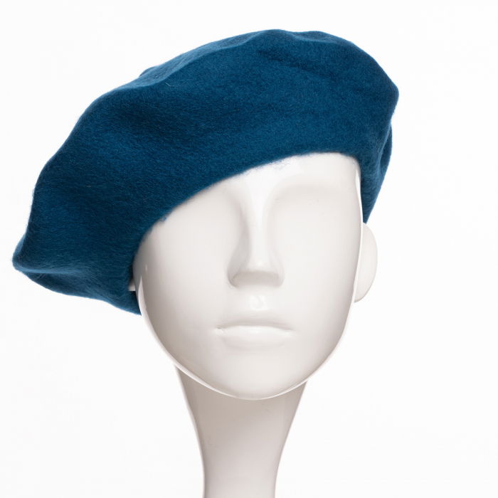 Bereta frantuzeasca din stofa groasa de lana, turcoaz inchis [2]