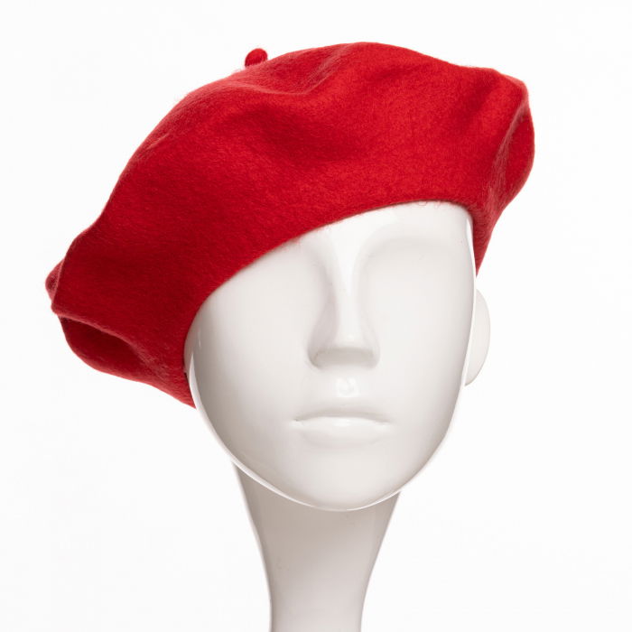 Bereta frantuzeasca din stofa groasa de lana, rosie [2]