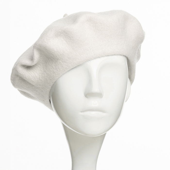 Bereta frantuzeasca din stofa groasa de lana, alba [2]