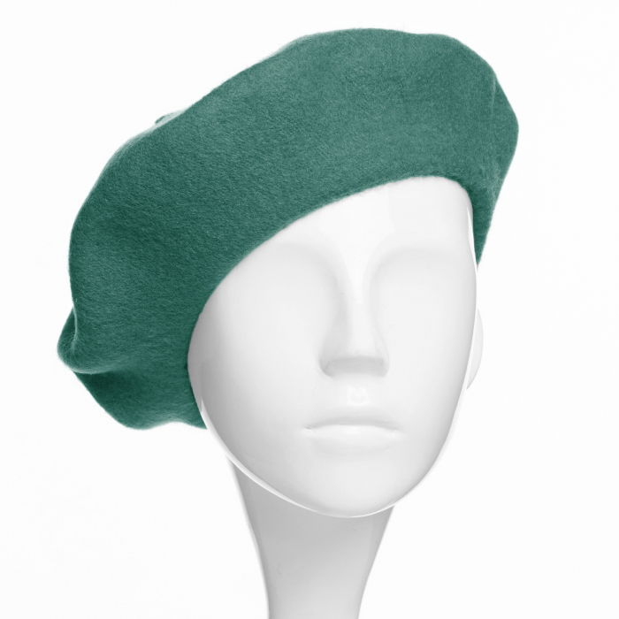 Bereta frantuzeasca din stofa groasa de lana, turcoaz prafuit [2]