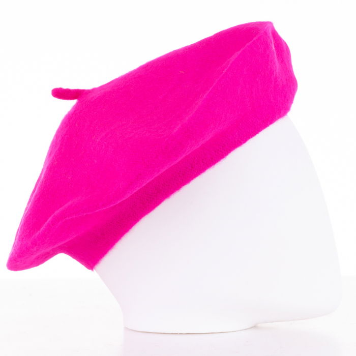 Bereta frantuzeasca fucsia din stofa de lana [2]