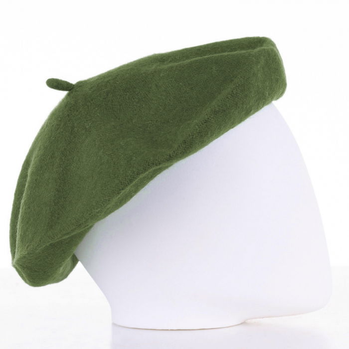 Bereta frantuzeasca verde oliv din stofa de lana [2]