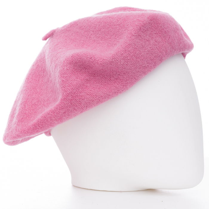 Bereta frantuzeasca roz intens din stofa de lana [2]
