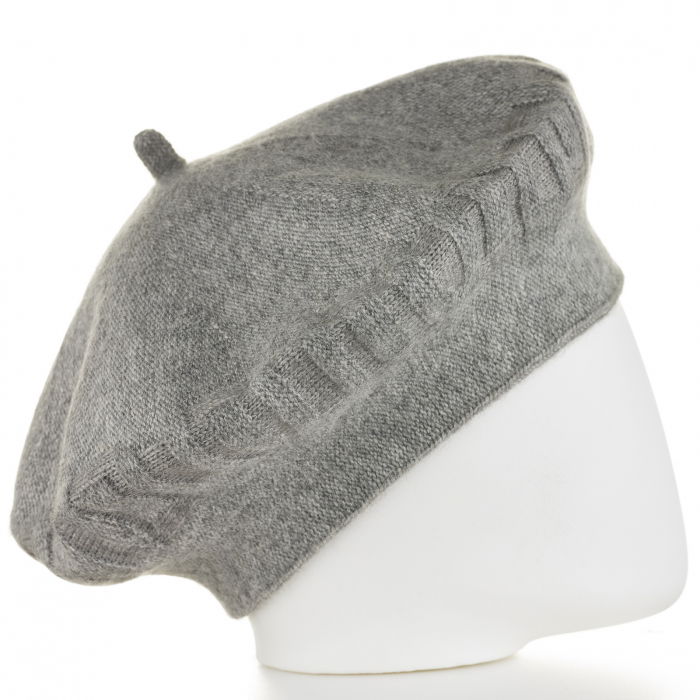 Bereta gri cu model gen tricotaj cu model geometric, din lana [2]