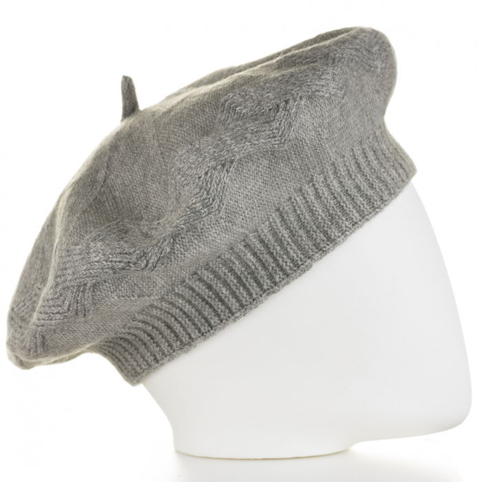 Bereta gri cu model gen tricotaj cu romburi, din lana [2]