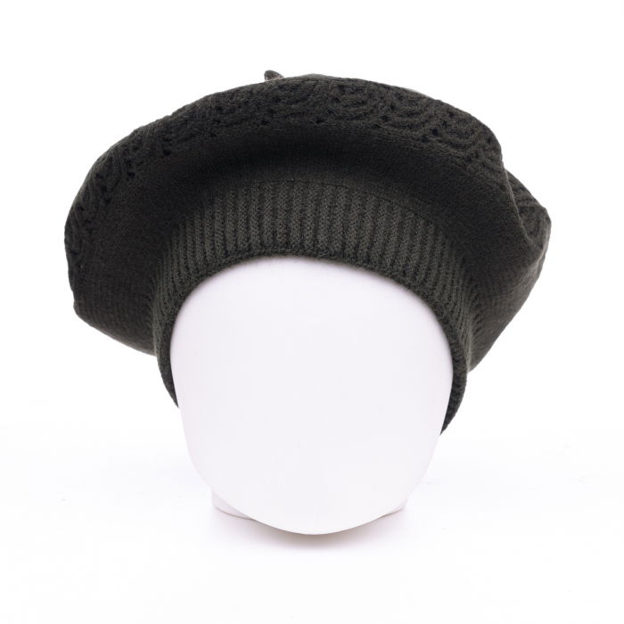 Bereta kaki cu model tricotaj cu braduti, din lana [2]