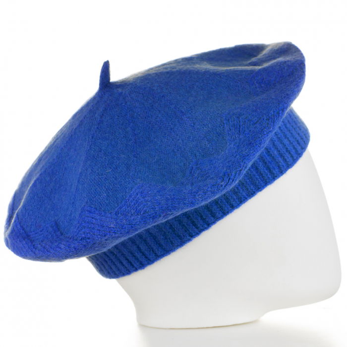 Bereta albastru electric cu model gen tricotaj cu romburi, din lana [2]