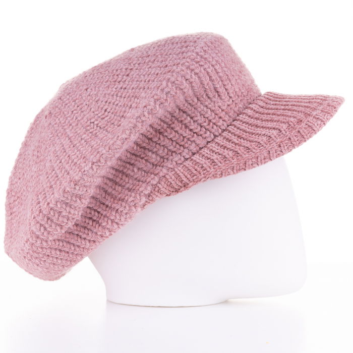 Bereta roz cu cozoroc, model impletit si captusita in interior [2]