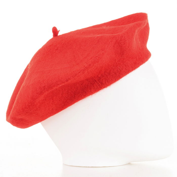 Bereta frantuzeasca  rosie din stofa de lana [2]