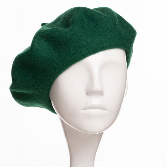 Bereta frantuzeasca din stofa groasa de lana, verde inchis [2]