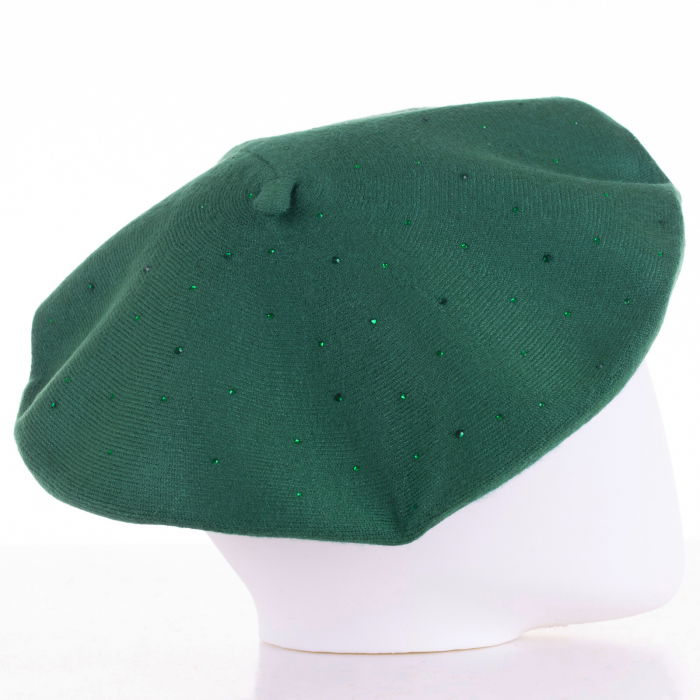 Bereta verde chic, cu strasuri foarte fine aplicate pe toata suprafata, din bumbac si lana [2]