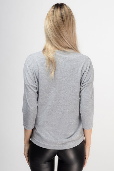 Tricou gri cu imprimeu silueta de pisica [4]