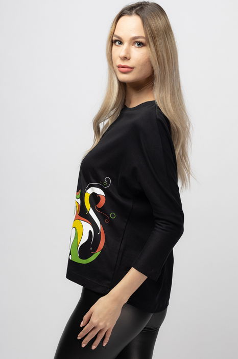 Tricou bleumarin cu imprimeu pisica colorata [3]