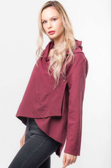 Jacheta bordo petrecuta, din tricot de bumbac [2]