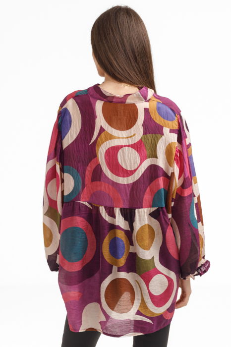 Bluza lejera multicolora cu imprimeu geometric din tencel [4]